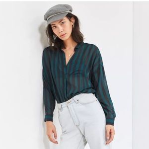 BDG Twill Button-Down Tunic Top